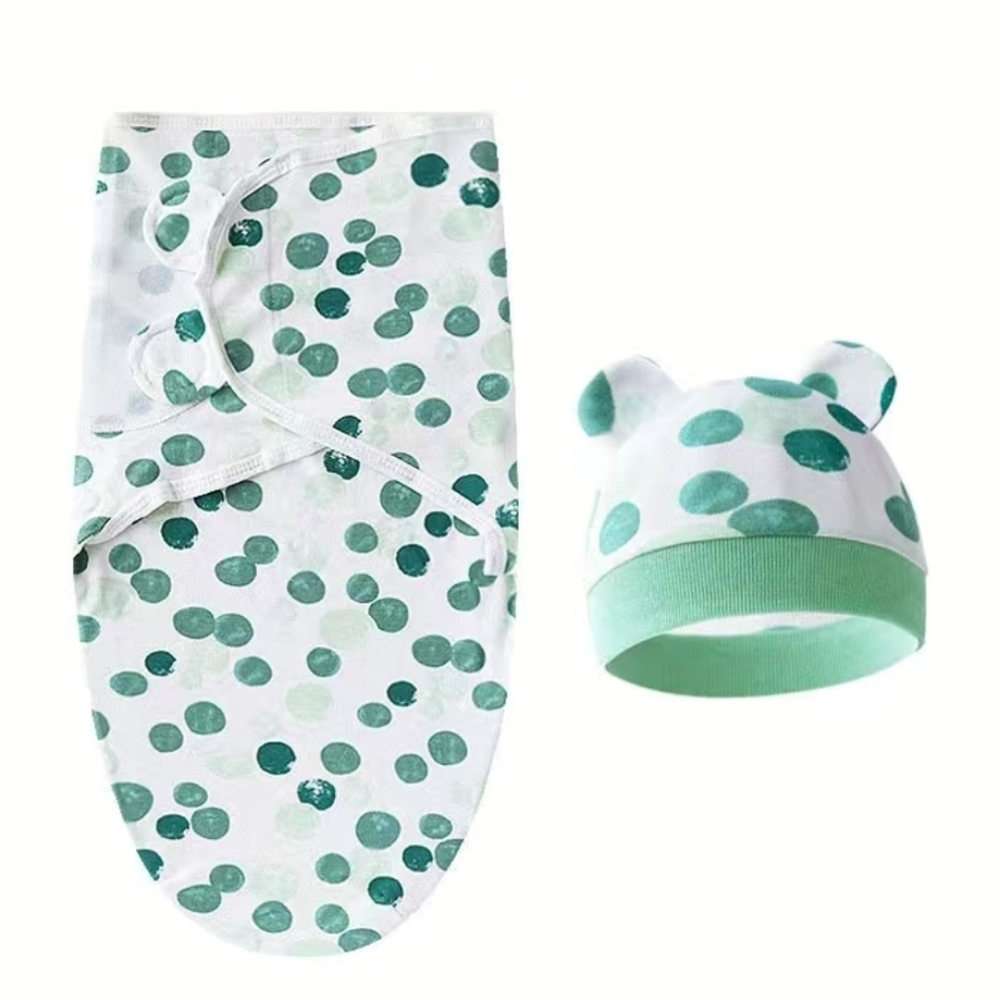 Newborn Swaddle Set 2 Piece Green White